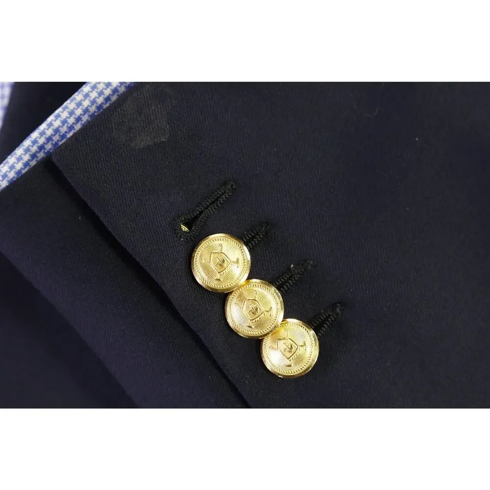Tincati Saint Andrews Navy 2B Double Breasted Gold Button Wool Blazer Jacket 38S